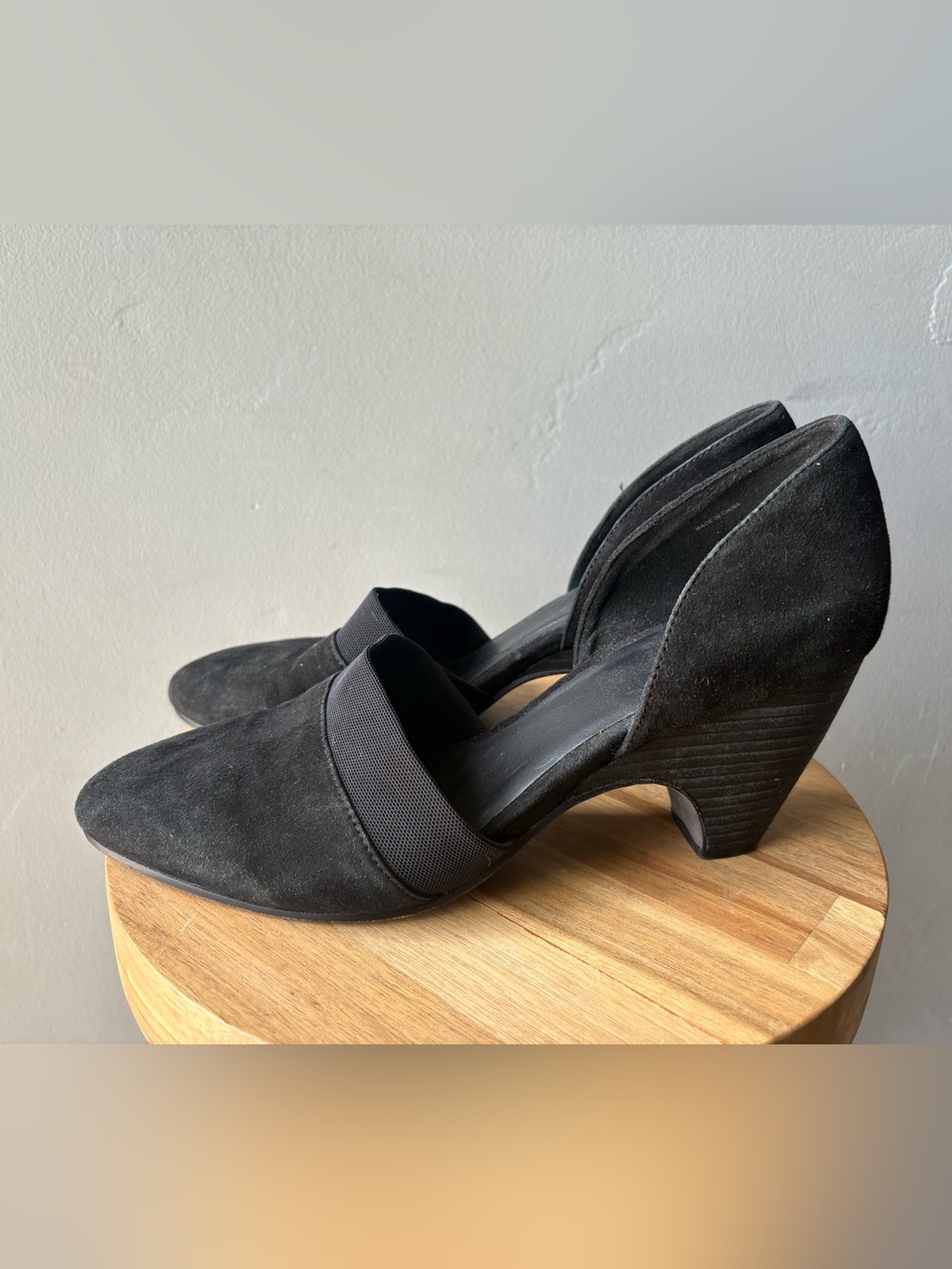 Eileen Fisher Hilly d'Orsay Black Suede Wedge Pumps ~ Size 10